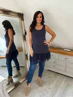 Navy Lace Mesh Hem Slip Rhianna